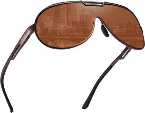 Vista 2 de Gafas de sol polarizadas estilo aviador retro para hombre, marco de metal, ultraligeras