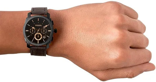 Vista 2 de Fossil Reloj cronógrafo Machine de cuarzo de acero inoxidable para hombre Negro marrón
