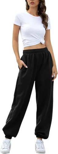 Vista 4 de HeSaYep Pantalones deportivos de cintura alta para mujer Para hacer ejercicio Pantalones para correr Pantalones holgados para descansar