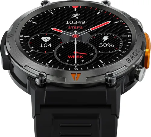 Vista 20 de Reloj inteligente militar para hombres táctico resistente Bluetooth llamada Negro