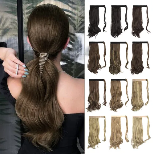 Vista 8 de SOFEIYAN Extensión de cola de caballo rizada de 15 pulgadas, resistente al calor, sintética, natural, ondulada, extensión de cabello con clip