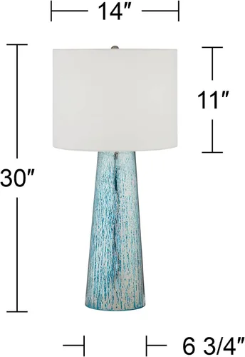Vista 4 de 360 Lighting Marcus - Juego de 2 lámparas de mesa costeras modernas de 30 pulgadas de alto, columna cónica de vidrio de mercurio aplicada a mano