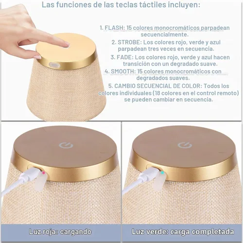 Vista 6 de Lámpara inalámbrica para botella cubierta de lino, lámparas de botella de vino con luces RGBW táctiles regulables para botellas, 4000 mAh