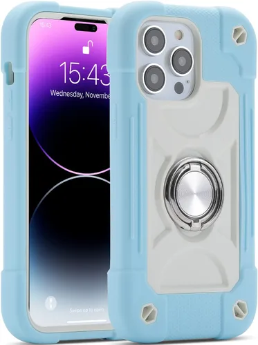 Vista 13 de MARKILL Funda compatible con iPhone 14 Pro Max de 6.7 pulgadas con soporte de anillo, silicona suave y plástico duro, funda de teléfono resistente