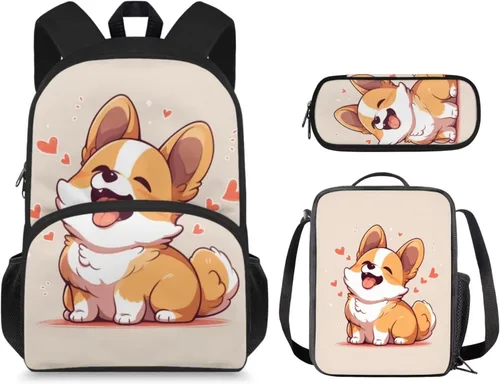 Vista 25 de Mochila 3D Otter para niños de 9 a 11 años, bonita mochila para niñas para la escuela, mochila elegante para niños con lonchera y bolsa