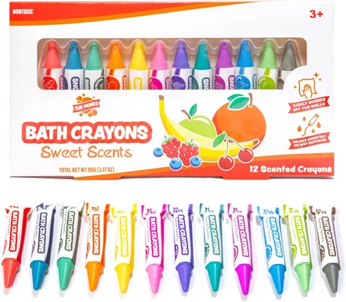 Vista 10 de Tub Works® Smooth™ - Crayones de baño de juguete de baño, paquete de 12 Crayones de baño no tóxicos y lavables para niños pequeños y niños