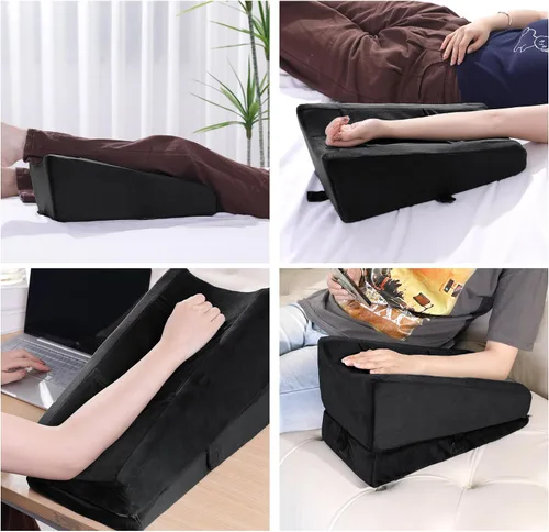Vista 7 de Almohada de elevación de brazo ajustable 2 en 1 con bolsillos, cojín ergonómico de cuña para apoyo poscirugía, almohada de refuerzo de recuperación