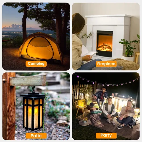 Vista 3 de Hompavo 【Actualizado】 Luces LED de llama, 4 modos de velas recargables sin llama con batería, linternas parpadeantes impermeables en pilar para sala
