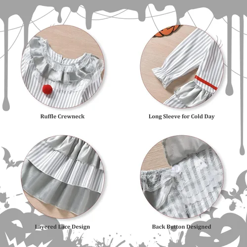 Vista 7 de fioukiay Disfraz de Halloween para niñas, ropa de Halloween para niñas, conjuntos de ropa de Halloween para niños pequeños