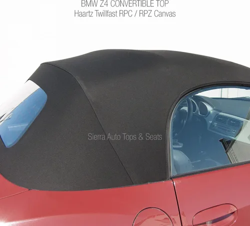 Vista 4 de Sierra Auto Tops Convertible Top Reemplazo para BMW 2003-2008 Z4, TwillFast RPC Canvas, negro, ventana de vidrio calefactable