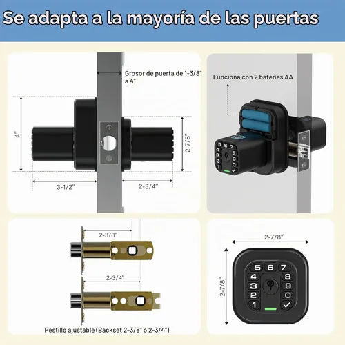 Vista 6 de Richelock IU53 Cerradura de puerta con huellas dactilares y teclado de doble cara, biométrica para todo clima, completamente impermeable con códigos