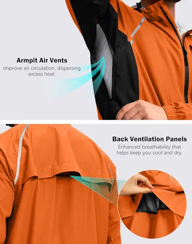 Vista 3 de Chaqueta impermeable para hombre, para ciclismo, correr, ligera, plegable, cortavientos, con capucha, equipo de golf, senderismo, impermeable