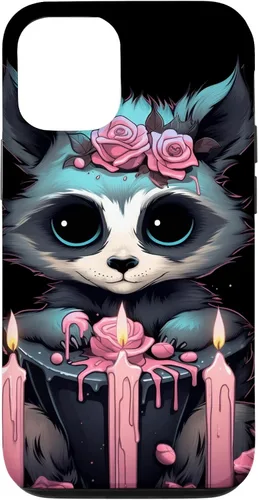 Vista 26 de iPhone 16 Pastel Goth Gothic Raccoon Anime Kawaii Nu Goth Aesthetic Case