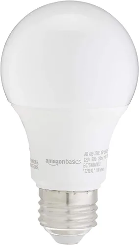 Vista 2 de Amazon Basics - Bombillas LED A19 de 75 vatios equivalente, luz blanca de día (5000K), 12W de eficiencia energética, no regulable, vida útil
