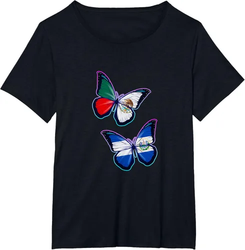 Vista 28 de Raíces biculturales de El Salvador y México. Versión mariposa Camiseta, Negro