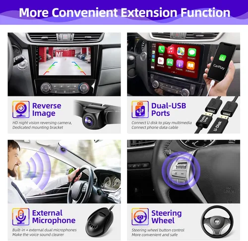 Vista 5 de Radio de coche Android compatible con Android Auto Carplay inalámbrico para Nissan Rogue X-Trail Qashqai 2014-2018 8core 1280X720 pantalla táctil