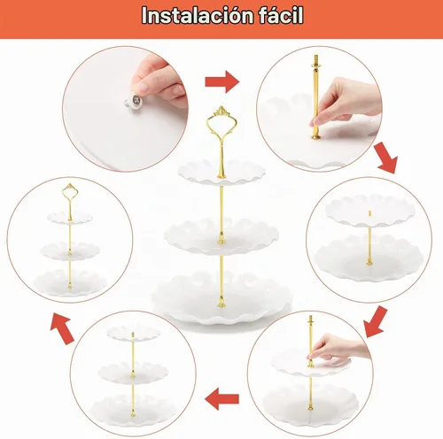 Vista 5 de Coitak Soportes de plástico para cupcakes, soporte para cupcakes de 3 niveles, bandeja de torre de postre para fiesta de té, cumpleaños y boda