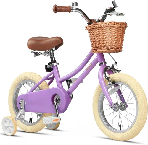 Vista 26 de Petimini Vintage Kids Bike for Girls, 12–20 Inch Classic Bicycle with Wicker Basket & Bell, High Tensile Steel Frame, Training Wheels (12–18”), 85%
