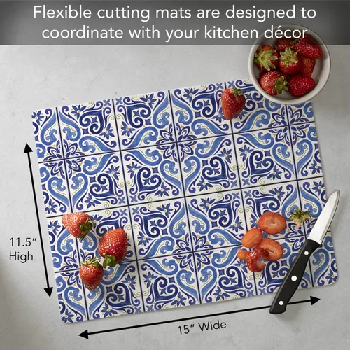 Vista 7 de Cut N' Funnel Shades of Blue - Tapete flexible de plástico para tabla de cortar, 15 x 11.5 pulgadas, fabricado en los Estados Unidos, decorativo