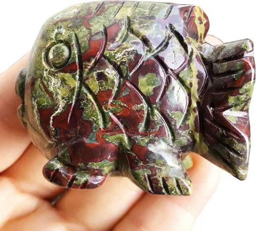 Vista 7 de Fekuar Figura de pez aventurina azul tallada a mano, con cristal curativo y estatua de bolsillo para decoración del hogar, escultura Fengshui de 2.0