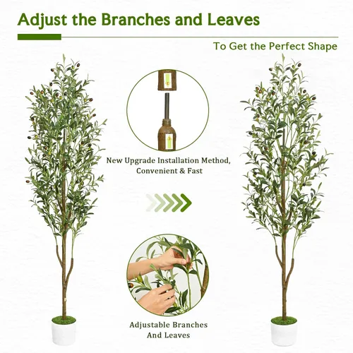 Vista 5 de Waipfaru - Árbol de olivo artificial de 6 pies para interiores con maceta y Verde