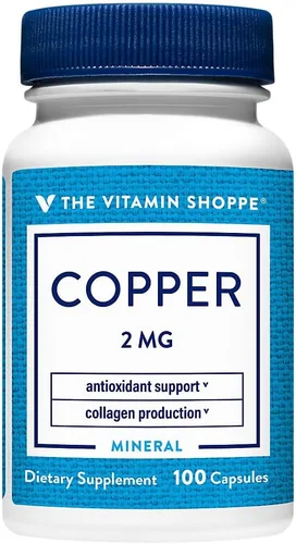 Vista 4 de The Vitamin Shoppe Brand Copper 2 MG Capsules, antioxidante, 100 cápsulas