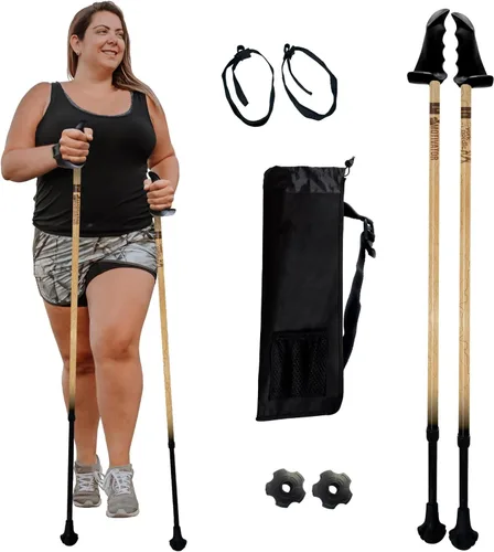 Vista 34 de York Nordic Bastones de senderismo motivadores grandes y altos para equilibrio y rehabilitación, 2 piezas, fuertes bloqueos de botón, patas de goma
