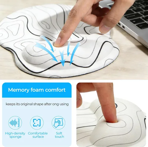 Vista 4 de Alfombrilla de mouse ergonómica con reposamuñecas, accesorios de escritorio de espuma viscoelástica para mujeres, alfombrilla de mouse