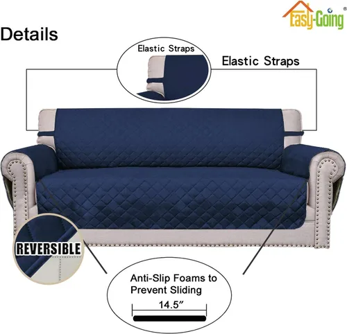 Vista 3 de Easy-Going - Funda reversible para sofá de 3 cojines, funda protectora de muebles, para perros y gatos, resistente al agua, con varillas de espuma