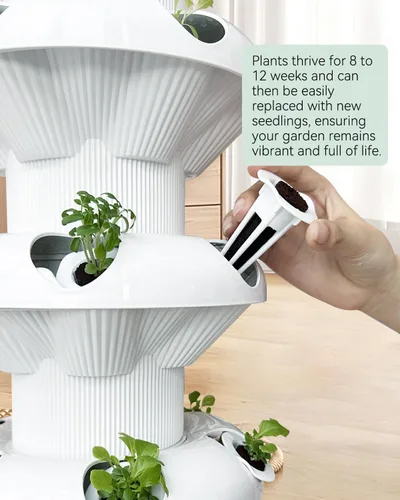 Vista 8 de Kit de sistema de cultivo hidropónico vertical sjzxuv, kits de sistema de jardinería interior y exterior, torre de cultivo de hierbas y frutas, 6