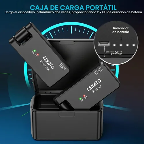 Vista 2 de LEKATO Sistema de guitarra inalámbrico con estuche de carga, receptor transmisor inalámbrico recargable de 2.4GHz, sistema de guitarra inalámbrica