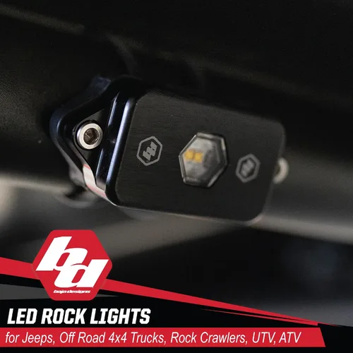 Vista 7 de Kit de luz LED para roca Baja Designs - 4 piezas. LED con arnés de cableado (blanco)