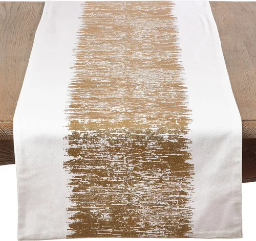 Vista 7 de SARO LIFESTYLE Agatha Collection - Camino de mesa con diseño de bandas metálicas plateadas, 16 x 72 pulgadas, rectangular, 16 x 72 pulgadas Plata