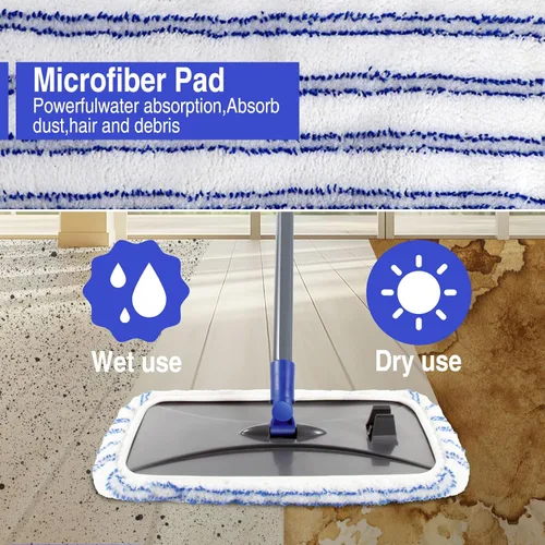 Vista 3 de MASTERTOP Escobas de microfibra para limpieza de pisos, escoba industrial extra grande, escoba comercial para pisos para uso húmedo y seco, escobas