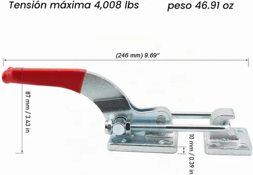 Vista 2 de MOUYAT Paquete de 2 abrazaderas de palanca resistentes, 4000 libras de capacidad de tracción con perno en U roscado ajustable, herramienta