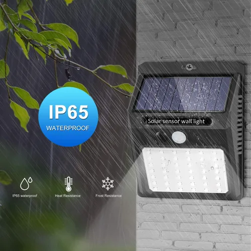 Vista 5 de Luces solares para exteriores [42 LED/3 modos de trabajo], SEZAC luces solares de seguridad con sensor de movimiento solar, inalámbricas, IP 65