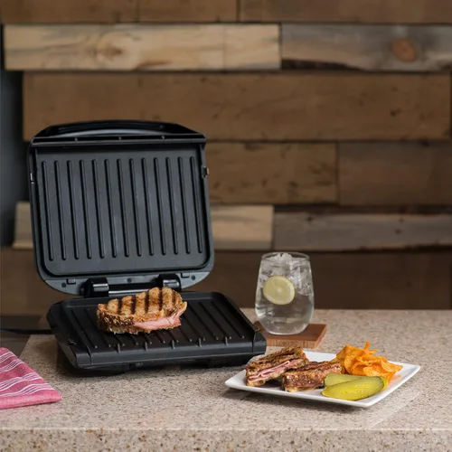 Vista 5 de George Foreman GRP1060B - Parrilla eléctrica y prensa para panini (4 porciones), color negro