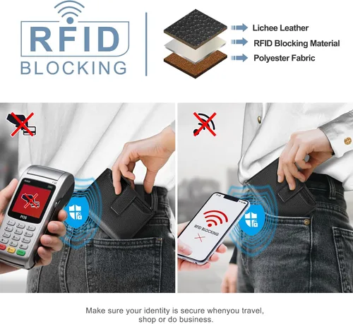 Vista 4 de GSOIAX Billetera pequeña de piel auténtica para mujer, con bloqueo RFID, plegable, delgada, con bolsillo para monedas con cremallera y ventana