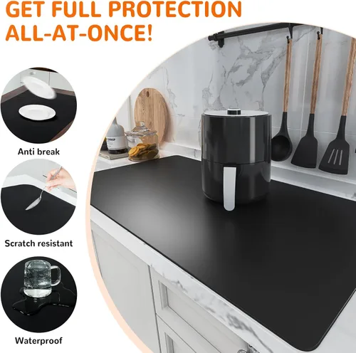 Vista 5 de Warome Alfombrillas de silicona para encimera de cocina, mesa y escritorio, 23.6 x 15.7 pulgadas, protector de encimera resistente al calor