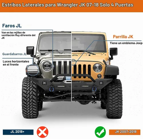 Vista 2 de Hooke Road Barras de Paso Lateral de Caída para 4 Puertas JK para Jeep Wrangler JKU 2007-2018 de 4 Puertas Solamente, Barra de Paso de Acero de Alta