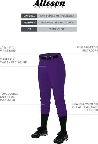 Vista 2 de Alleson Athletic pantalones softball con trabillas de cinturón para mujer