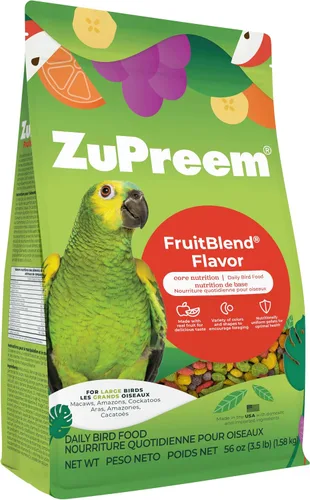 Vista 11 de ZuPreem FruitBlend - Alimento para pájaros grandes, 3.5 libras (paquete de 2), mezcla diaria hecha en Estados Unidos para Amazonas, guacamayos