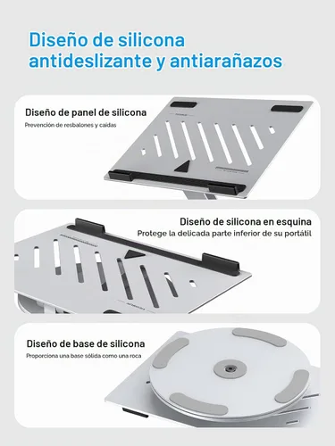 Vista 6 de YICOSUN - Soporte para computadora portátil para escritorio, soporte de computadora ajustable en altura giratoria de 360°, elevador ergonómico