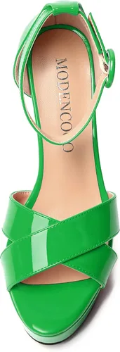 Vista 59 de MODENCOCO Sandalias de boda con correa de tobillo sexy para mujer, con plataforma y puntera abierta, tacón de aguja y tacón alto, zapatos de vestir
