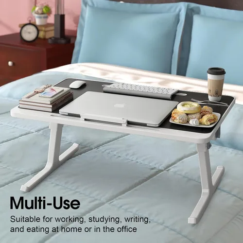 Vista 4 de Escritorio para computadora portátil para cama, escritorio de regazo ajustable, bandejas para comer y escribir, soporte portátil para computadora