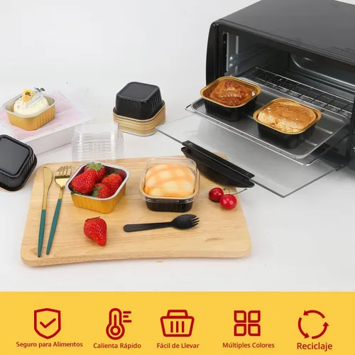Vista 2 de LNYZQUS Moldes para Mini Pasteles de Cupcake de 5 oz con Tapas, Paquete de 40, Moldes de Papel de Aluminio para Cupcakes, Moldes para Hornear