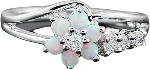 Vista 28 de Iumer - Anillo de zircón de dos piezas con incrustaciones de diamantes de imitación artificiales para mujer, talla 6-10.