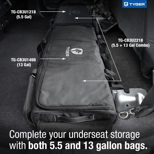 Vista 9 de Tyger - Organizador de bolsas de almacenamiento de carga para debajo del asiento trasero, tamaño grande y pequeño (5.5 y 13 galones) compatible