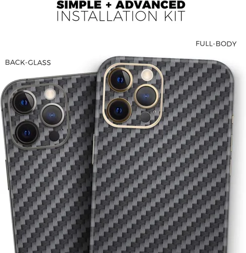Vista 9 de DesignSkinz Kit de calcomanías de cuerpo completo compatible con iPhone 15 Plus, fibra de carbono negra texturizada