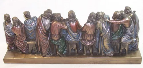Vista 5 de US 14.25 pulgadas La última cena estatua de bronce fundido en frío, Leonardo Da Vinci